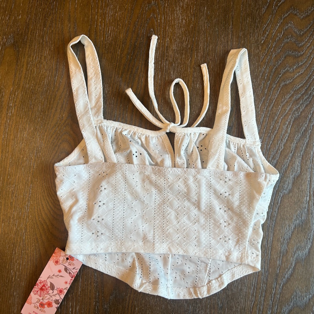 SHEIN White Eyelet Top NWT - Picture 3 of 4